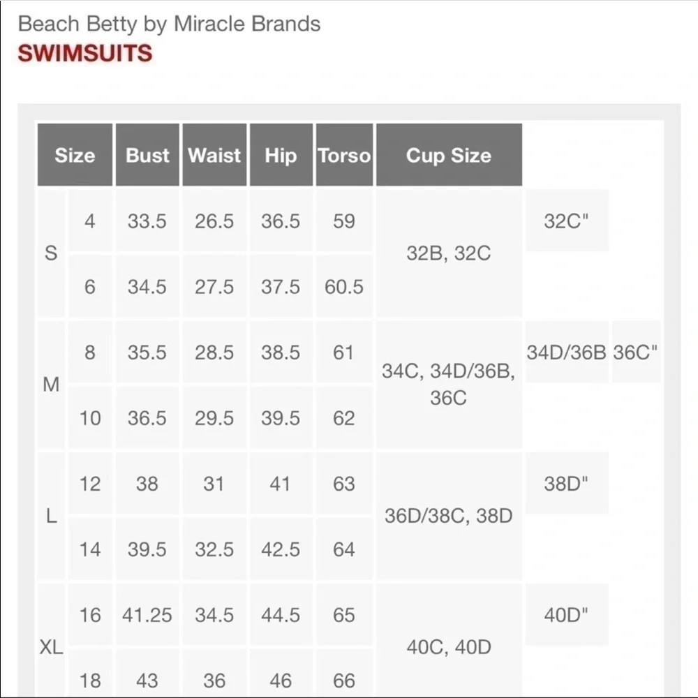 Beach Betty by Miracle Brands one piece swimsuit